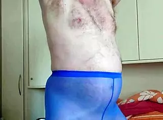 Fun In Blue Leggings With Massage And Dirty Talk