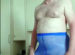 Fun In Blue Leggings With Massage And Dirty Talk