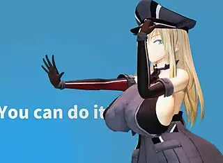 Hentai anime girl with big tits and ass doing workout for motivation