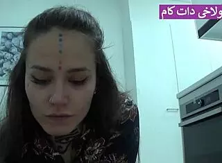 Iranian Film of Girl Straightening Boyfriend's Dick with Bag