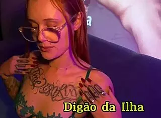 my tattooed nerd sucks and teases, letting him fuck her until she cums