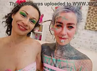 Fisting her tattooed slut's asshole.