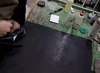 I masturbate on my workbench at work with big cock