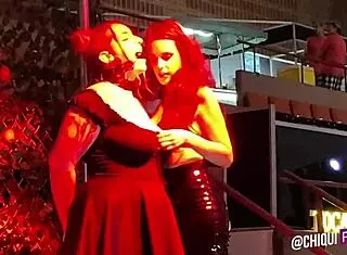 spanish fat woman on stage receives wax treatment