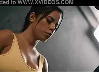 female fighters tease with sweaty gym battles leading to hardcore double penetration in the ring