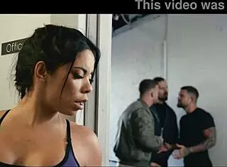 female fighters tease with sweaty gym battles leading to hardcore double penetration in the ring