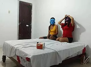 My girlfriend's beautiful latina milf friend learns intense blowjob techniques at home with small cock.