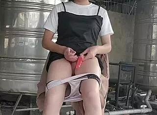 Shemale Ting Xuan enjoys outdoor dildo anal sex in public