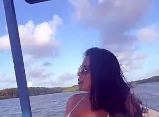 look at this brazilian latina wife in bikini on the boat, she's such a slut