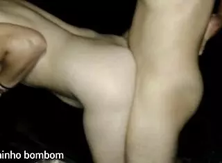 Brazilian amateurs fuck wildly on the street atop the car hood!