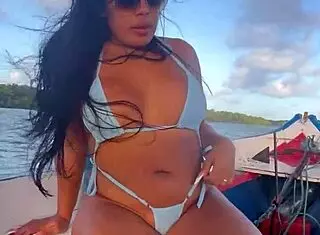look at this brazilian latina wife in bikini on the boat, she's such a slut