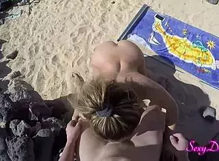 sexydea’s beach doggystyle striptease turns wet and wild with intense action