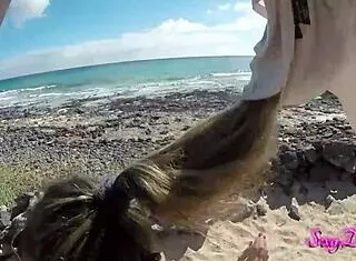 sexydea’s beach doggystyle striptease turns wet and wild with intense action