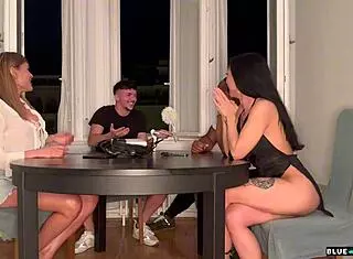 Board game between friends ends in crazy sex between everyone - group sex orgy european german 4some