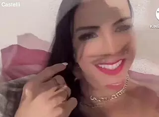 Beautiful Transsexual In Crossdressing Attire Can't Handle The Imagination Of Being With Two Lovers