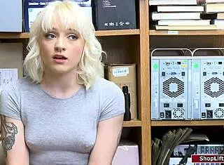 Shoplifter Disciplined by Officer’s Cock in Lingerie Office