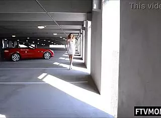 Milf flashes upskirt in public.