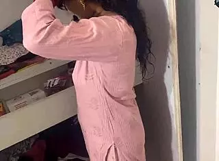 Fucking the horny neighbor in her pajamas at home