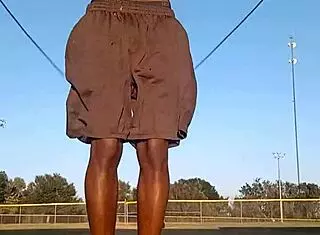 beautiful cute brunette teacher in dorm tastes the air after workout with uncle and husband