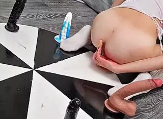 i watched my petite stepsister win her orgasm playing wheel of dildos