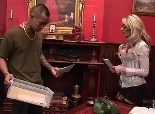 The Blonde Milf Boss Is Super Horny So She Fucks Her Asian Employee At Her Luxurious Office!