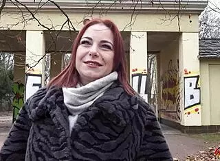 Curvy german girl emma fox picked up for casting in berlin.