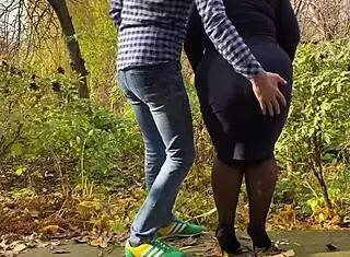 Mother-In-Law Flashes Pussy Outdoors