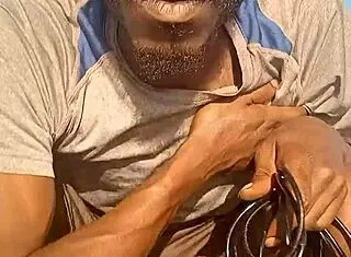 beautiful cute brunette teacher in dorm tastes the air after workout with uncle and husband