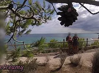 Dick Flash Caught by French Girl on Beach Path for Handjob