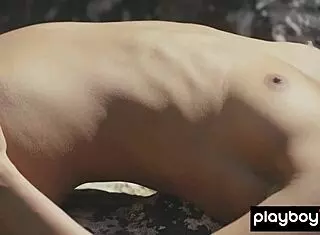 Skinny Brunette Czech Milf Anetta Keys Flashes Wet Pussy During Outdoor Striptease