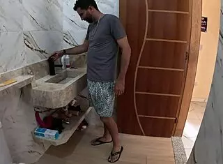 Plumber checks leak and fucks the young girl's ass.