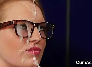 Nasty Babe Sucks Hard for Face Full of Cum!