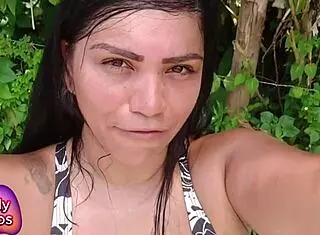 nicoly mattos gets eaten by hairy beaver without condom, fills ass with cum, pulls out cream