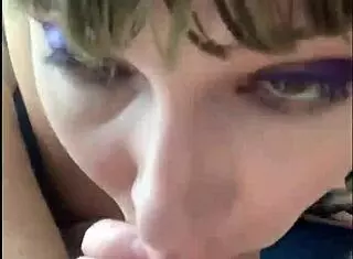 Girlfriend Moaning With Pleasure While Sucking Monster Cock Sloppily