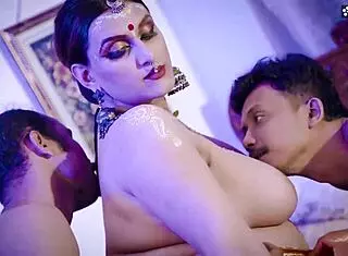 big boobs milf in KAMASUTRA STYLE THREESOME with big cock servants.