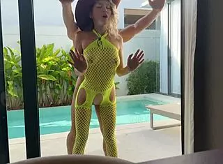 Exotic asian teen with small waist moans while fucking tight pussy in cowgirl position