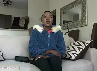 Big black ass teen 18+ intensely sits on producer's big cock at modeling audition.