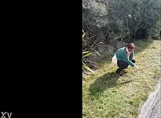 trashy kiwi milf pisses on the roadside with oncoming traffic, showing off her submissive slut side with tattoos and piercings