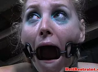 Sub's feet getting punished with bondage and toys in the garage