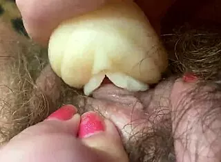 Hardcore solo masturbation with big clit and hairy pussy dripping wet