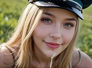 嘿，想看金发美女士兵在Hentai里操到射精吗？