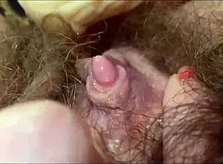 A closeup view of a big clit orgasm scene