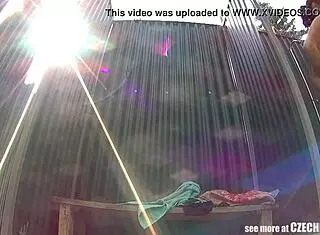 European Brunette Milf Showers In Public Pool.