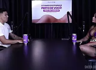 Fabricio Nunes And Bruna Surfistinha Swing With Tifany Rocha In BDSM Group Dirty Talk On Sheer Red