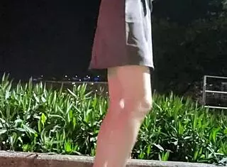 ting xuan shemale caught peeing and masturbating in public