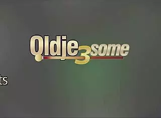 Teens bang old dude in threesome, swallowing his load?