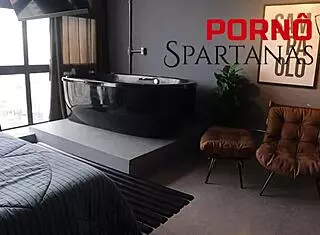 Pretty hairless wife iara confuses husband in bathtub with shaved pussy blowjob