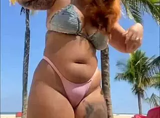 Young African exhibitionist slapped on butt at beach, shocked but sucked him off