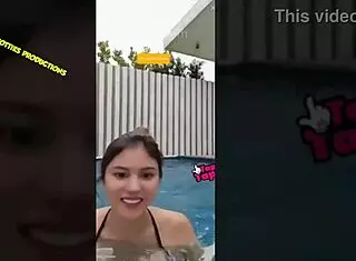 Ana Jalandoni Shows Off in Bikini Downblouse Tease