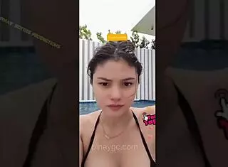 Ana Jalandoni Shows Off in Bikini Downblouse Tease